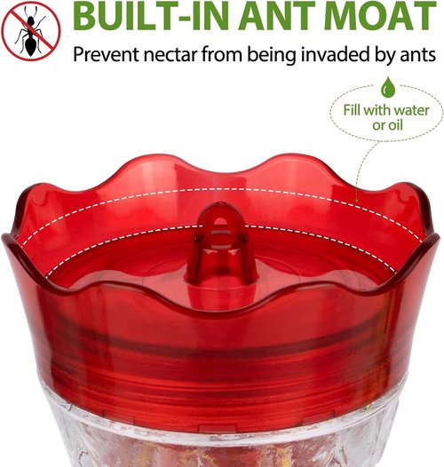BOLITE Hummingbird Feeder - Leak Proof Design with Ant Moat & Bee Guards - 15 Ounces, Red Stars Decor