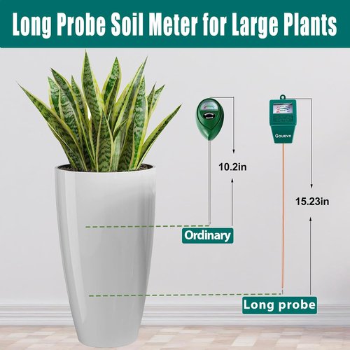 Gouevn Soil Moisture Meter - Long Probe Plant Water Meter for Indoor & Outdoor Use | No Battery Required