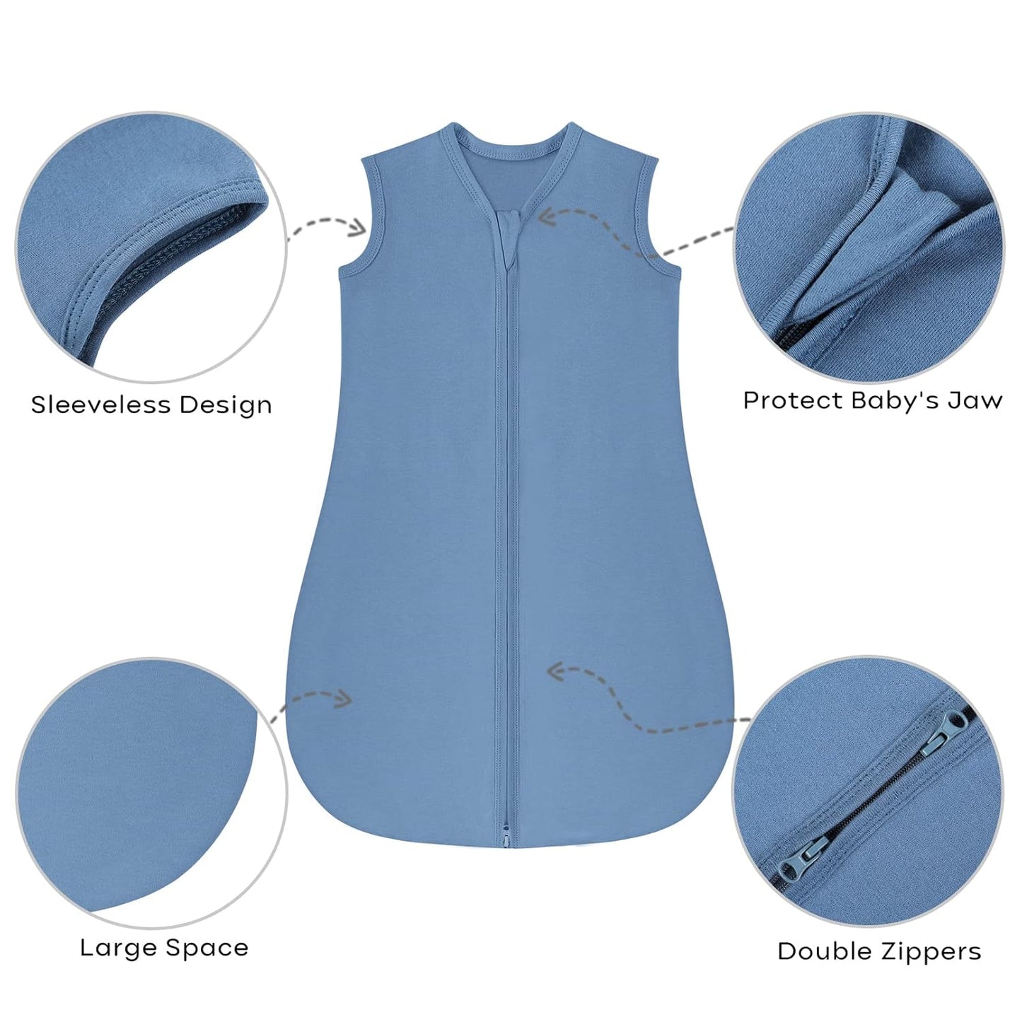 Yoofoss Baby Sleep Sack | 100% Organic Cotton Wearable Blanket for 12-18 Months | 2-Way Zipper, 3 Pack