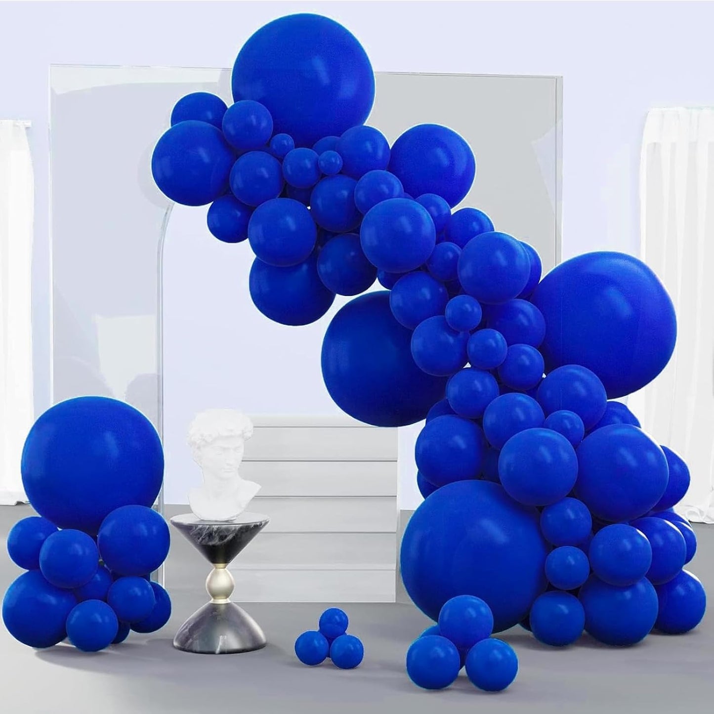 PartyWoo Blue Balloon Arch Kit - 140pcs Navy Blue Balloons in 5, 10, 12, & 18 Inch Sizes for Celebrations