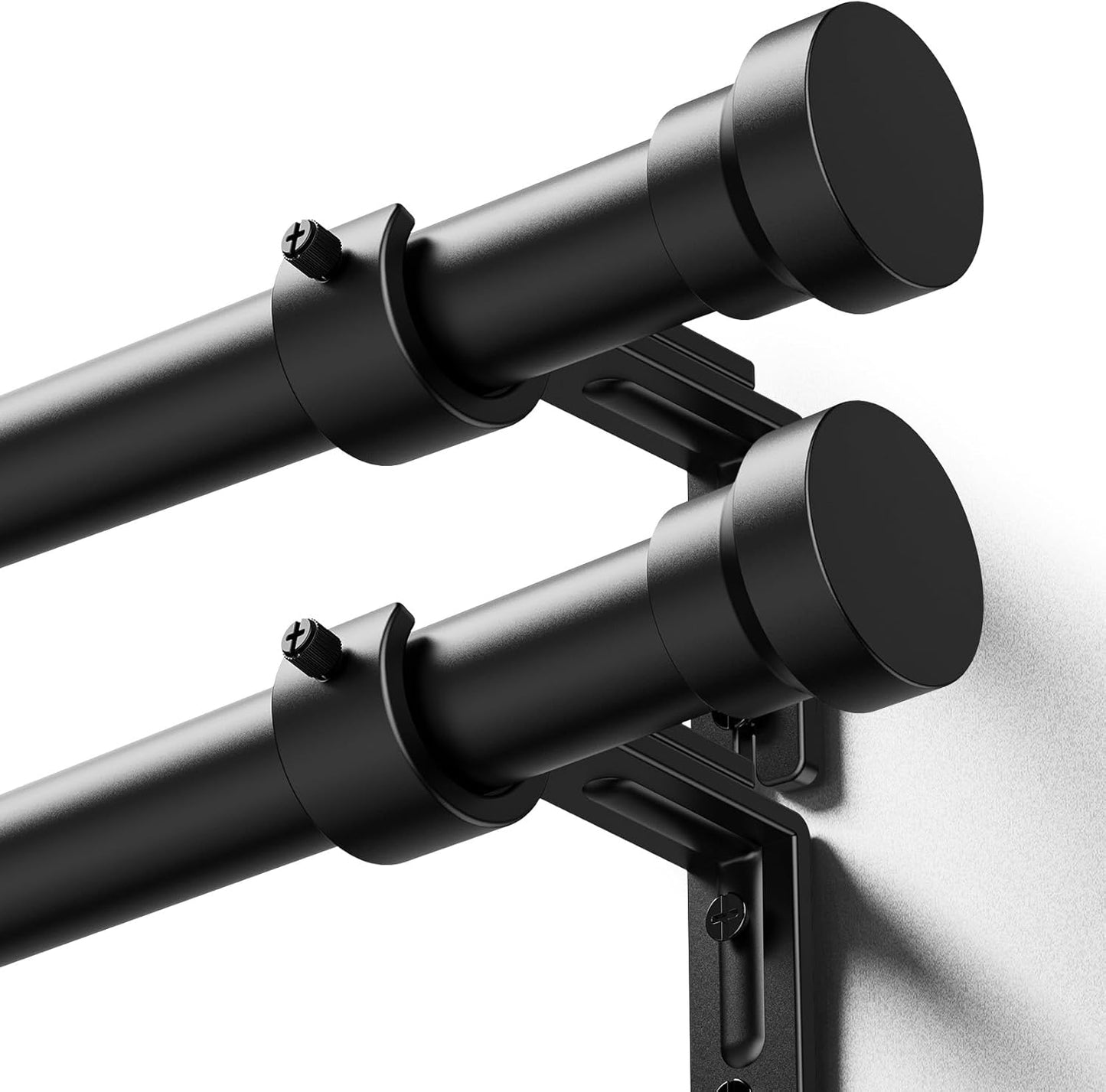 YaFex Curtain Rods - Heavy Duty 1 Inch Adjustable Window Treatment Rods | 32-144 Inch, Black, Modern Design