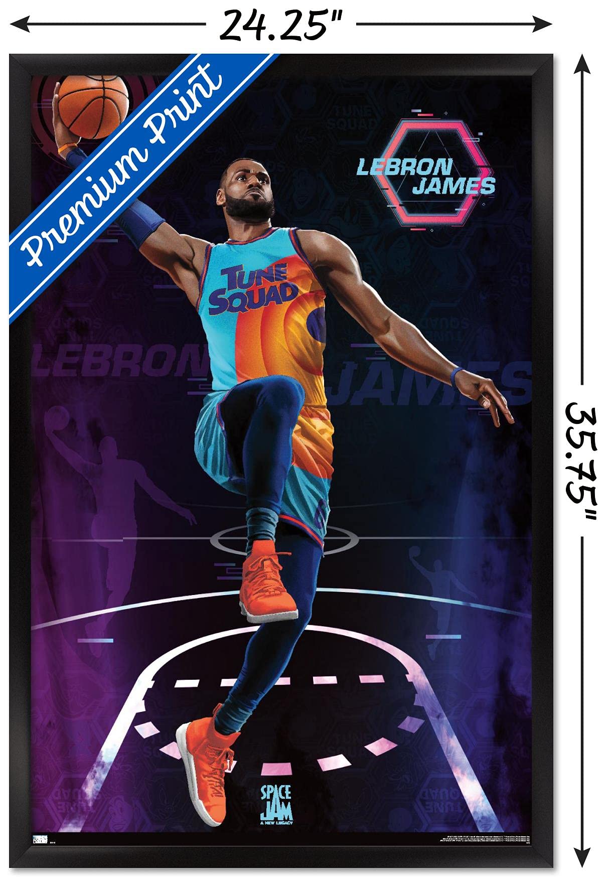 Space Jam: A New Legacy - LeBron James Wall Poster, 34L" x 22.4W", Black Framed Version