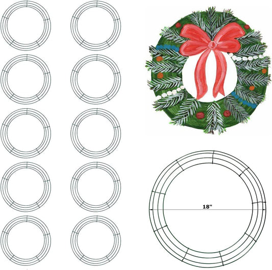 MTB Wire Wreath Frame 18 inch Green, Pack of 10 Wreath Form Wreath Rings for DIY Christmas New Year Decor