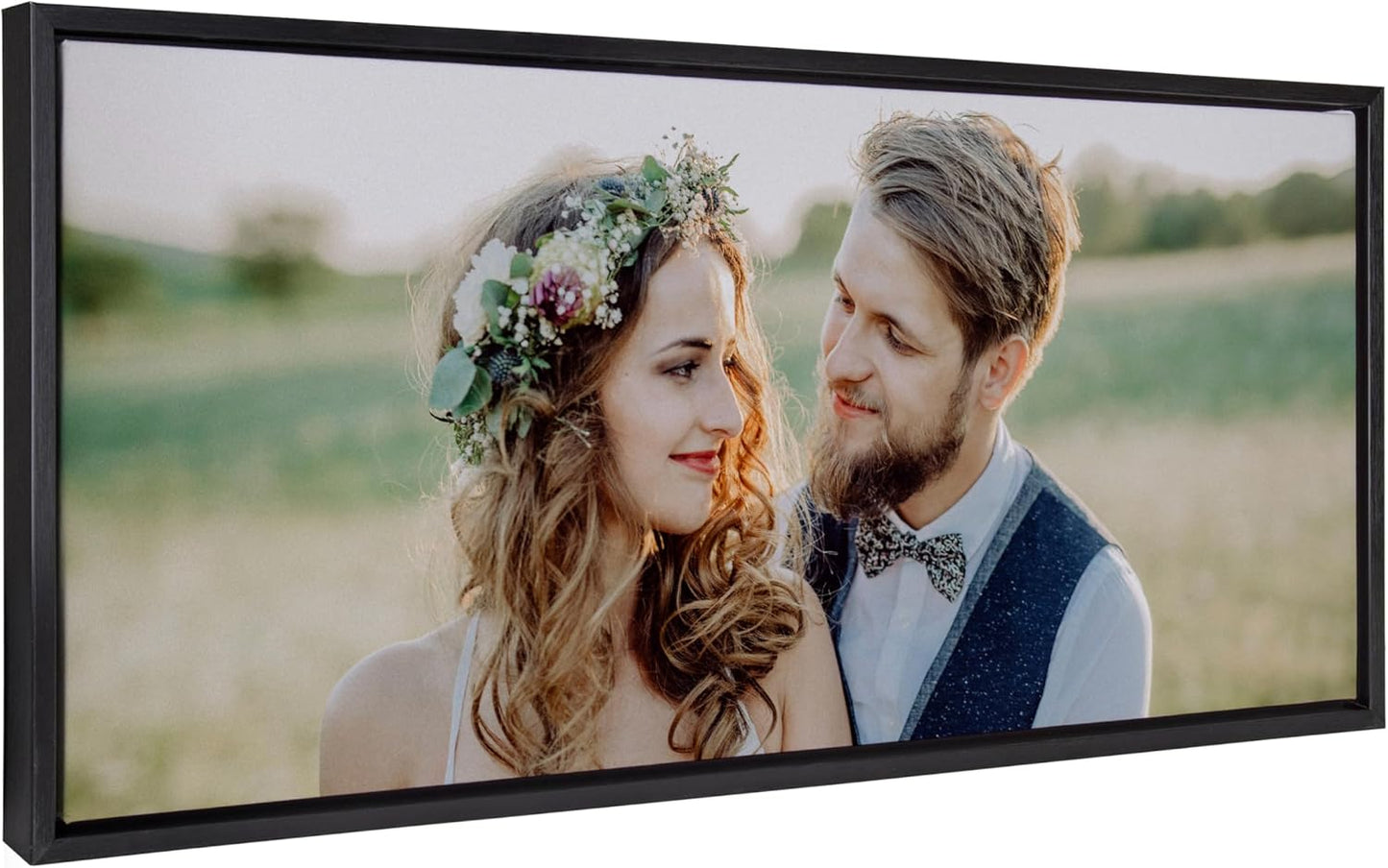 Kate and Laurel Custom Printed Canvas Wall Art - Personalized 40x18 Black Sylvie Print for Bedroom or Living Room Decor | Hand Framed in the USA