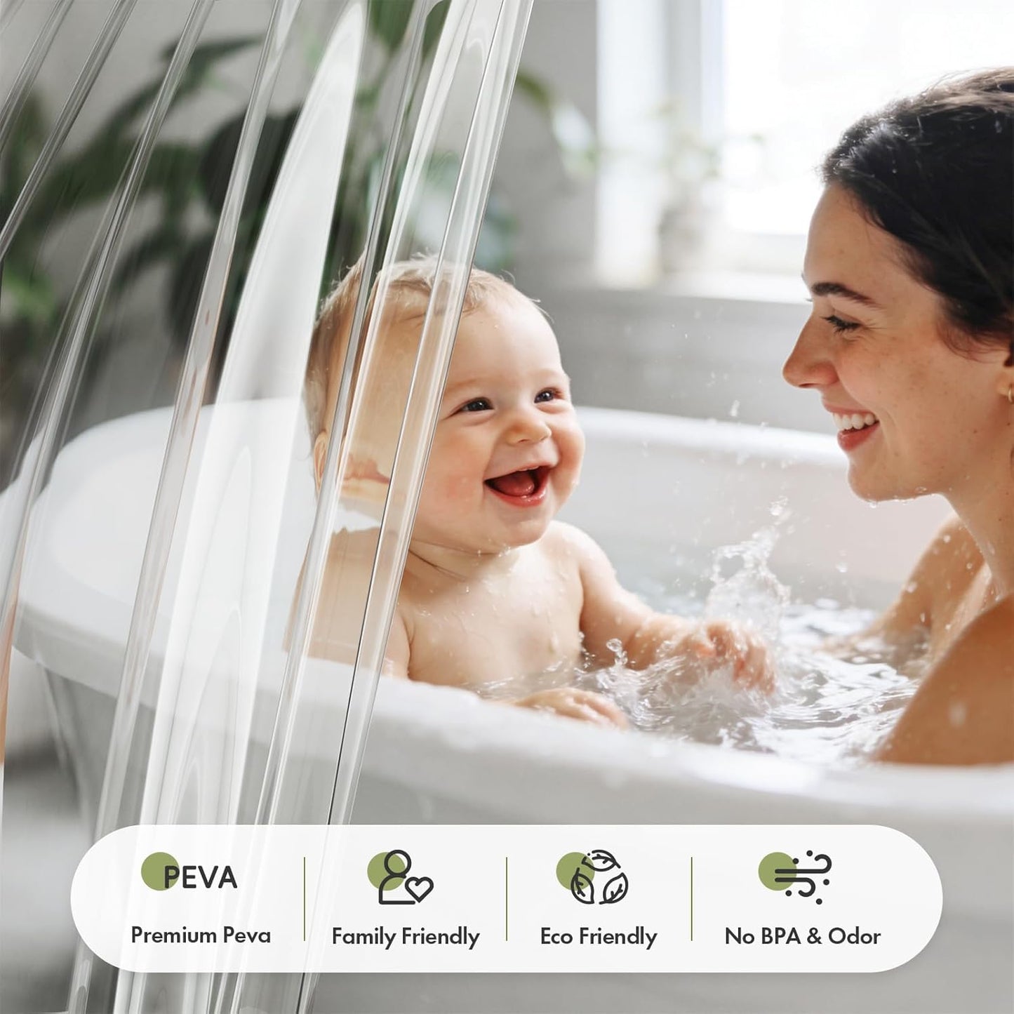 Bathway Heavy Duty Shower Curtain Liner - Clear Waterproof PEVA 72x72 Inches with 12 Rustproof Grommets