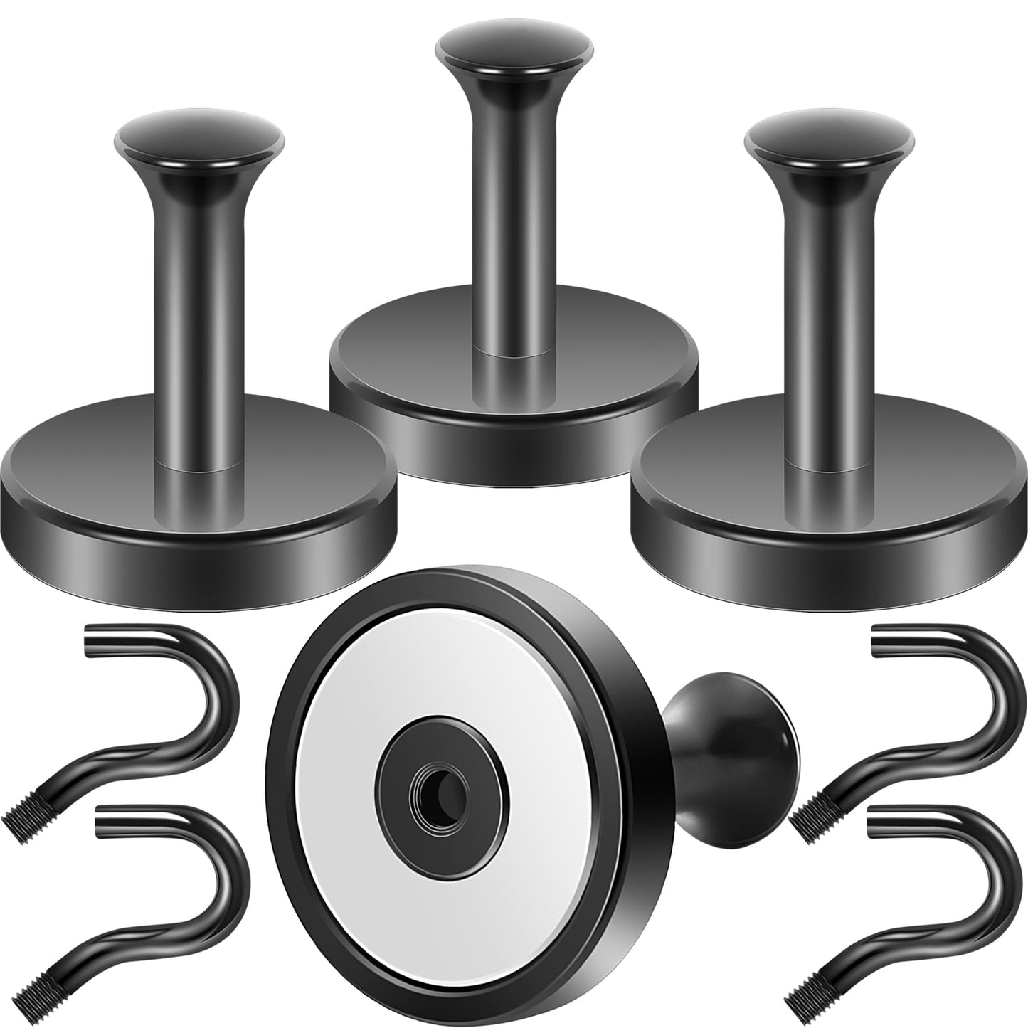 Neosmuk Magnetic Coat Hook,170lb Strong Extra Heavy Duty Magnet Hooks,Magnetic Wreath Hanger/Holder for Metal Doors,Purse,Towel,Stocking,Cruise Cabin,Black,4 Pack
