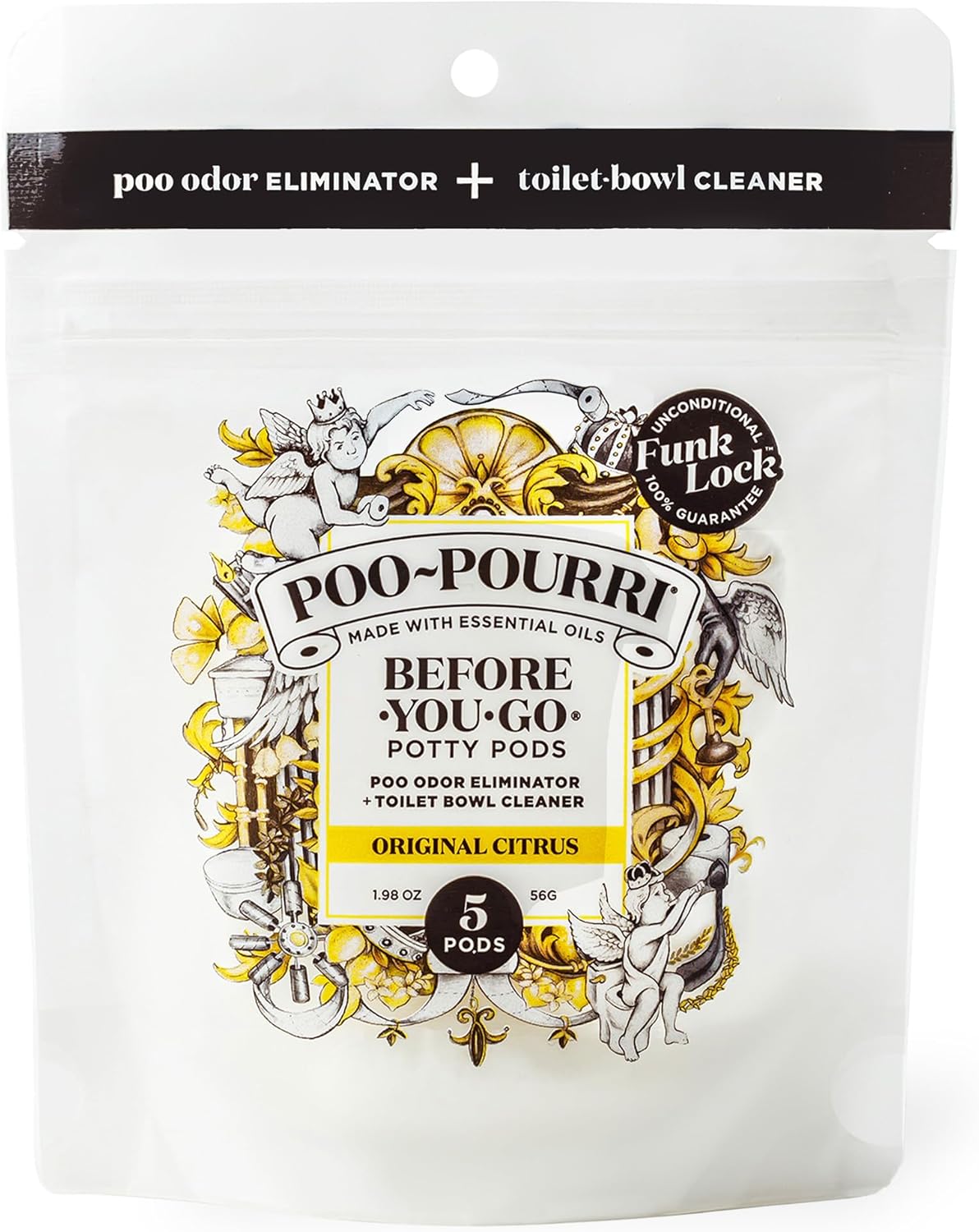 Poo-Pourri Before-You-Go Toilet Potty Pods - Original Citrus Scent, 5 Ct | Bathroom Deodorizer & Cleaner