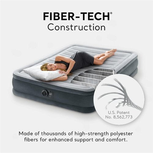 Intex Mid-Rise Air Mattress - Built-In Pump & Dura-Beam Deluxe Comfort | Full Size Portable Luxury Bed for Adults & Camping