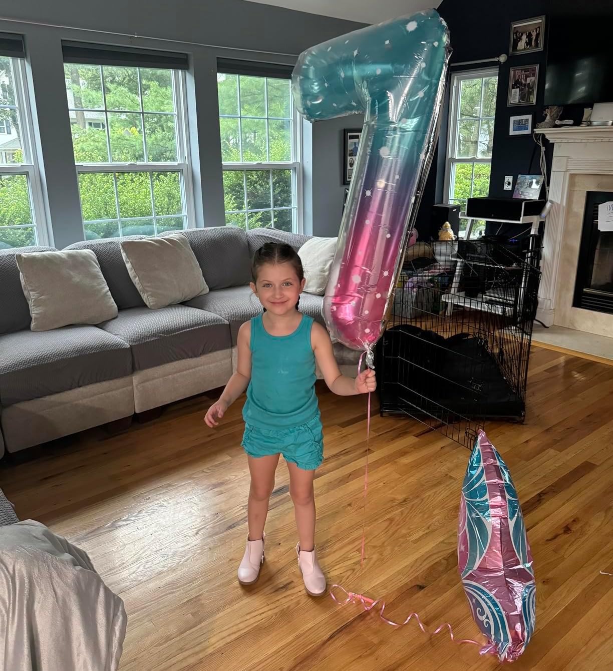 Skiennix 40-Inch Number 7 Balloon - Vibrant Pink, Purple & Blue Birthday Decorations for All Ages
