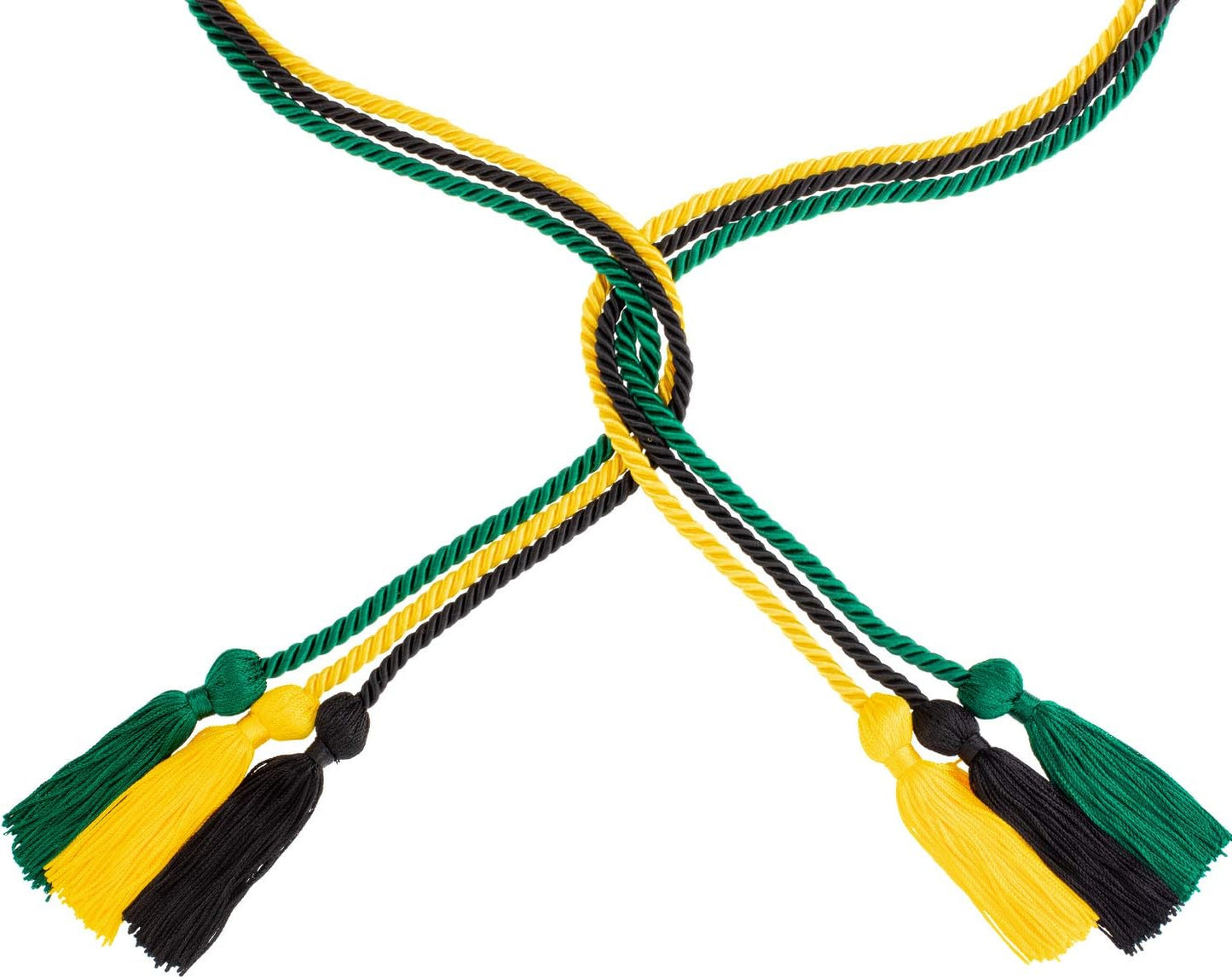 Whaline Graduation Honor Cords - 3Pcs Rayon Braided Cords with Tassels for Graduates | Black, Gold, Green