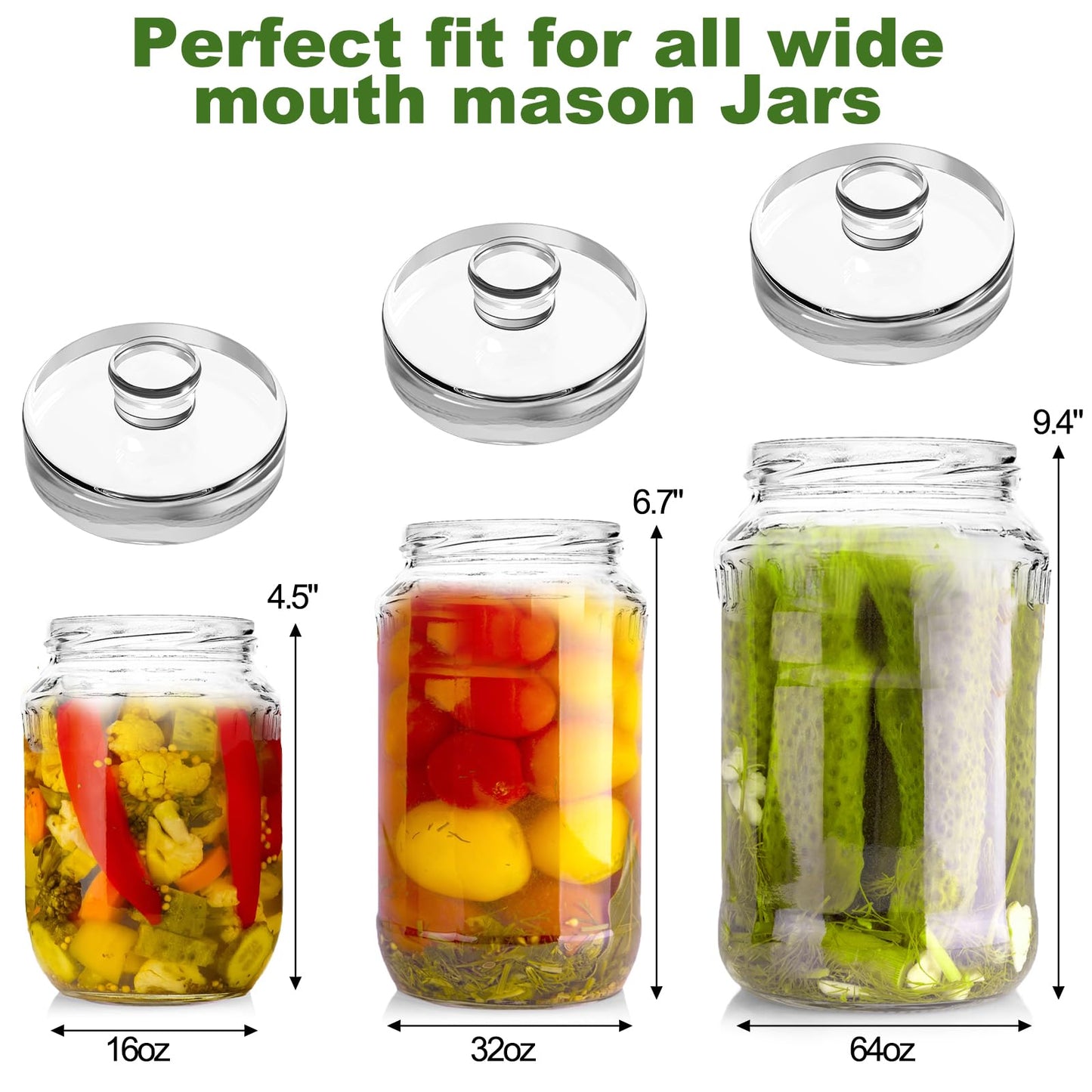 Jucoan 9 Pack Glass Fermentation Weights with Easy Grip Handle, Heavy Glass Fermenting Weights for Wide Mouth Mason Jars, Fermenting Lid Kit Pickling Weights for Kimchi, Sauerkraut, Dishwasher Safe