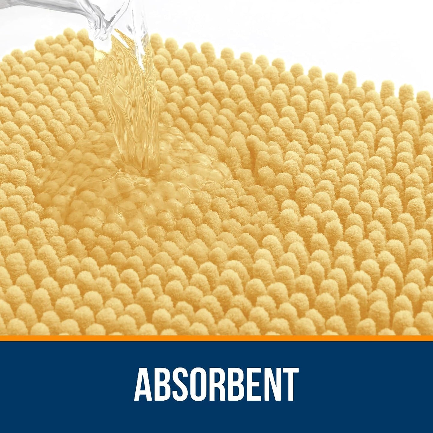 OLANLY U-Shaped Toilet Rugs - Extra Soft, Absorbent Chenille Bath Mat | 24x20, Quick-Dry, Non-Slip, Yellow