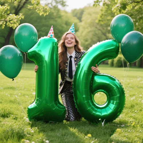 40 Inch Green Balloon Number 6 Balloon,Jumbo Mylar Foil Helium Balloon for 6 Birthday Digital Balloons for Birthday Party,Wedding Anniversary Party Decorations