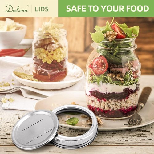 Dalzom® Wide Mouth Canning Lids - 24 Premium Mason Jar Lids with Rings | Food Grade, Airtight Fit