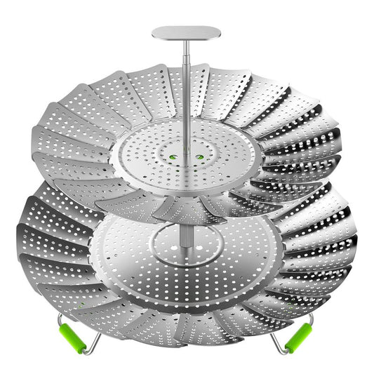 VOGARB Vegetable Steamer Basket for Pot, 2 Layer Separable-Collapsible-Expandable Smooth Edge Stainless Steel for Kitchen and Outdoor Cooking Food