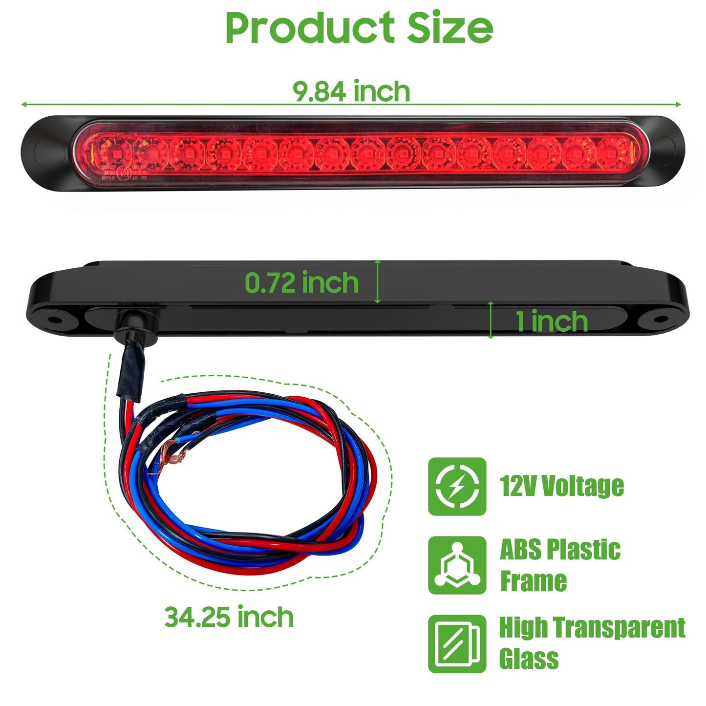 10L0L Universal Golf Cart Taillights - 12V Golf Cart Brake Light Kit with Turn Signal, Tail Lights for Golf Carts, ATV, UTV, and Cars - Easy Direct Wiring & 34‘’ Extended Cable