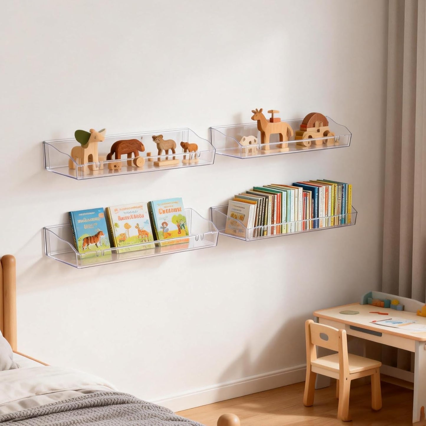 Skiennix Clear Acrylic Floating Shelves - Versatile Wall-Mounted Organizer for Bathroom, Kitchen & Living Room