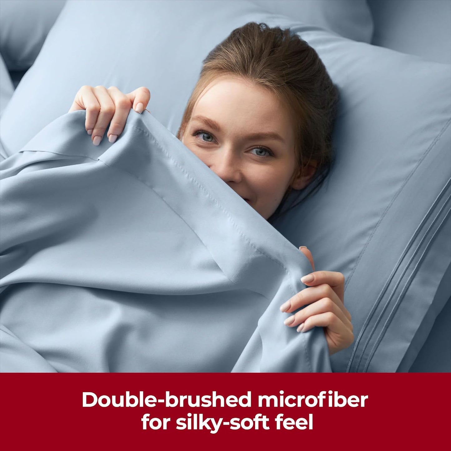 Mellanni Extra Deep Queen Sheets - Hotel Luxury Bedding | Ultra Soft, Cooling, Stain Resistant (Queen, Blue Hydrangea)