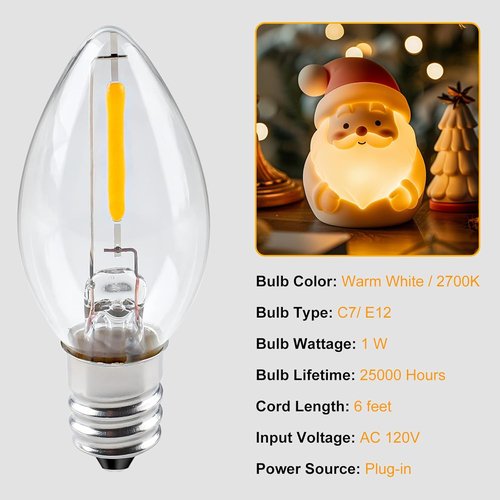 Brightown LED Accessory Cord - 6ft With On/Off Switch for Night Lights & Holiday Decor | 2 Pack
