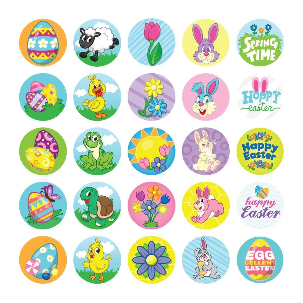 JOYIN Easter Crafts Assortment Kit with 500 Stickers, 144 Easter Shapes Adhesive, 60 Theme Temporary Tattoos and 6 Stampers (over 700 Pcs) for Egg Basket Stuffers Fillers