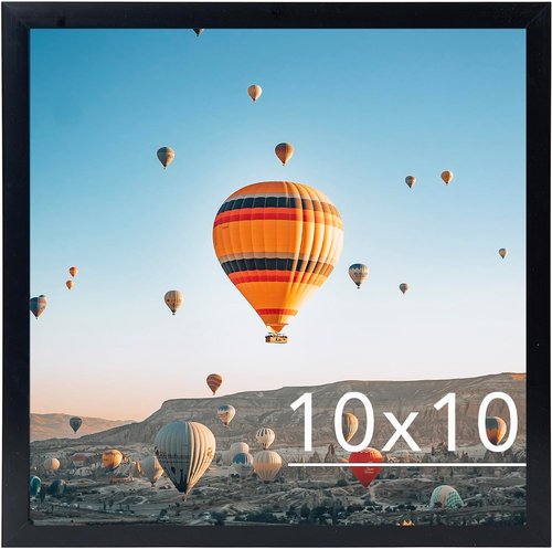 JCJMY 10x10 Black Picture Frame - Versatile Wall Mounting for Horizontal or Vertical Display | Shatter-Resistant Plexiglass