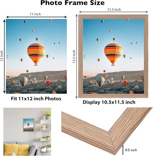 JCJMY 11x12 Rustic Brown Picture Frame - Versatile Wall Hanging or Tabletop Display | Shatter Resistant Plexiglass