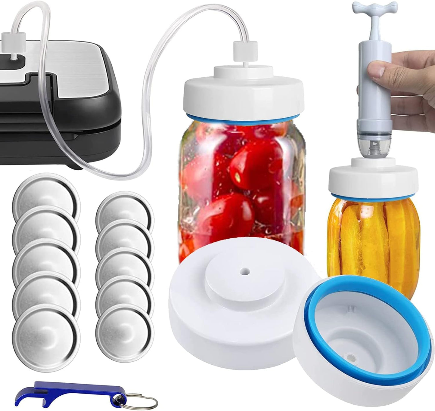 Mason Jar Vacuum Sealer - Portable Hand Pump for Regular & Wide Mouth Jars | FoodSaver Compatible