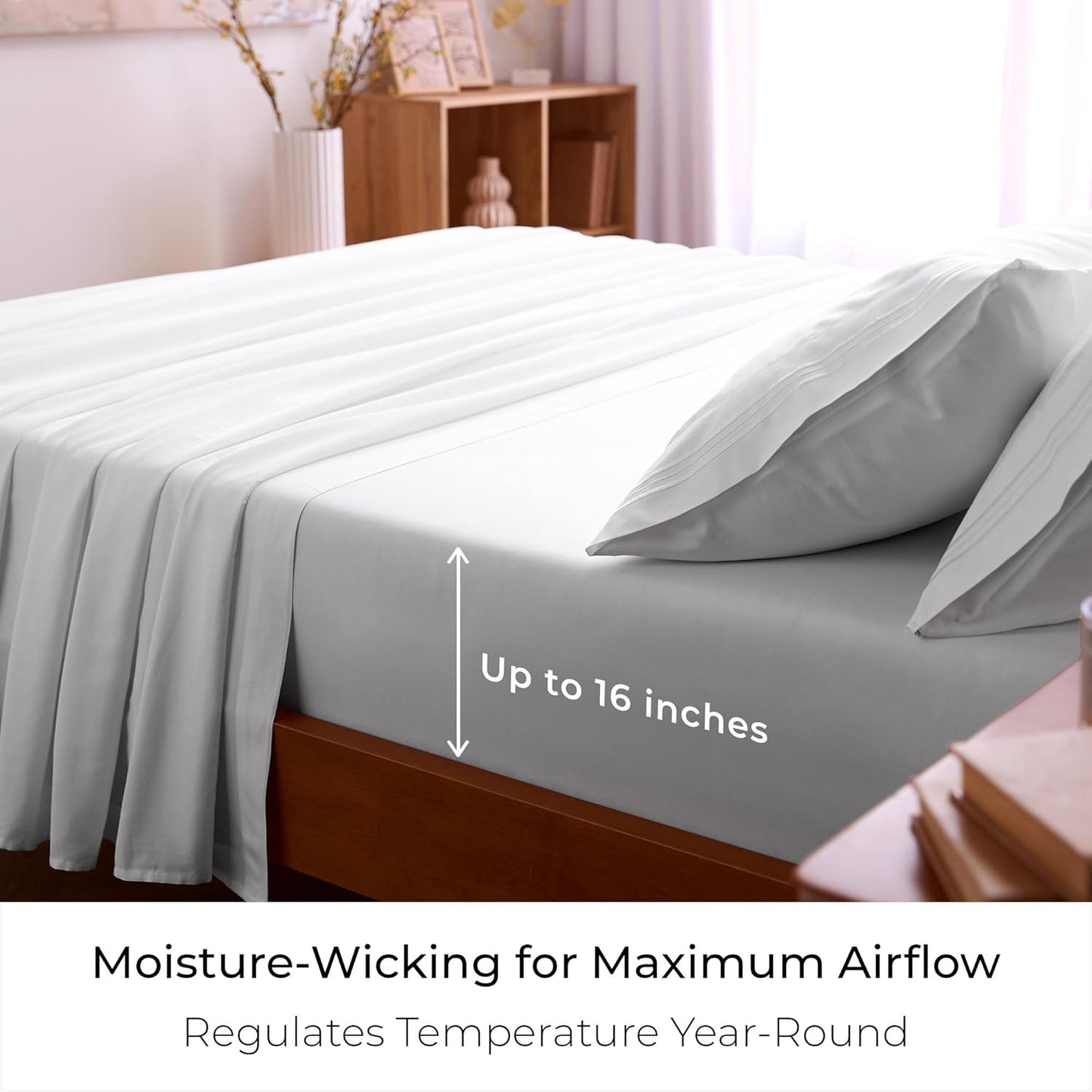 Mellanni Full Sheets Set - 4 PC Hotel Luxury Bedding | Extra Soft, Cooling, Wrinkle-Resistant (White)