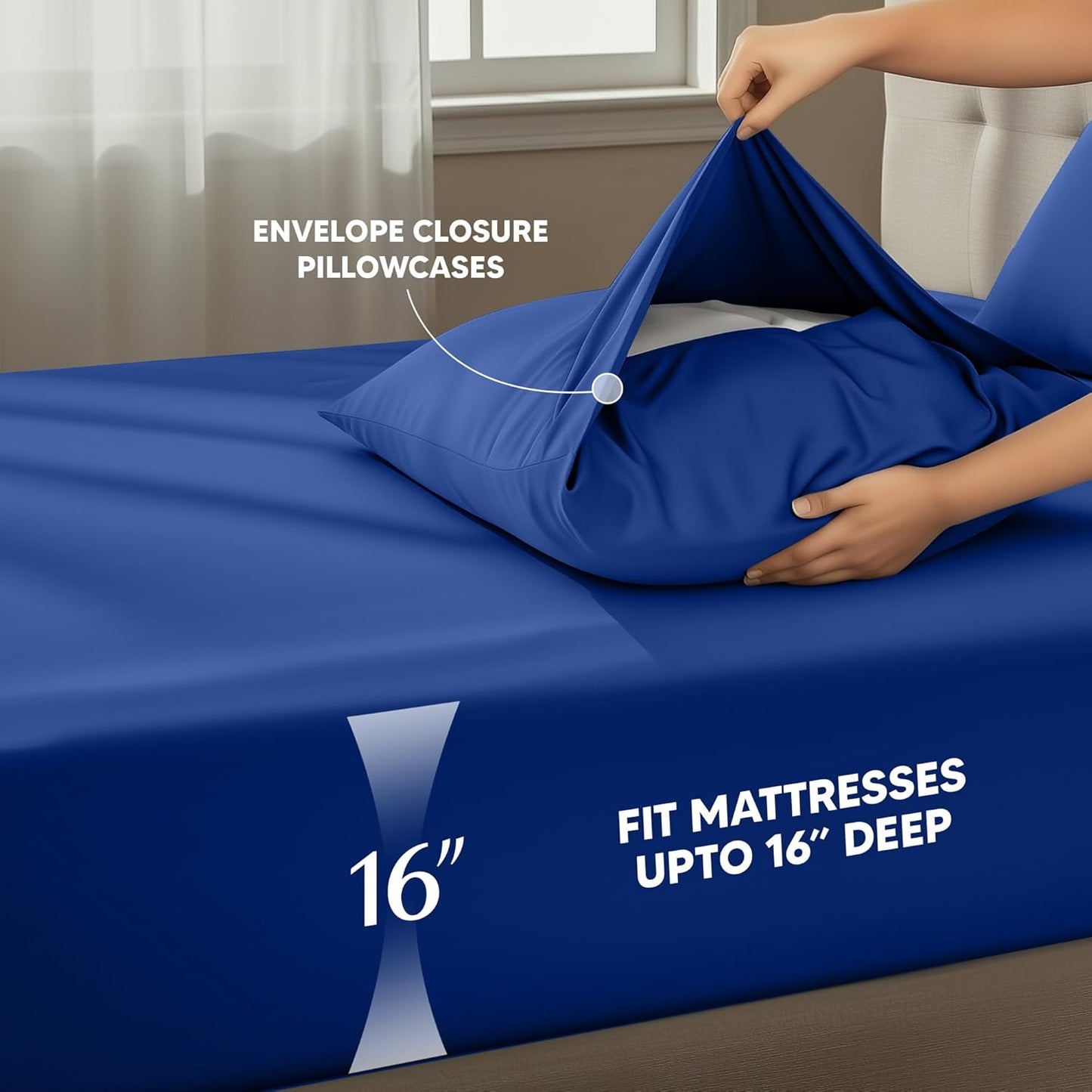 Utopia Bedding King Size Sheet Set - Soft, Breathable Microfiber - 4 Pieces in Royal Blue