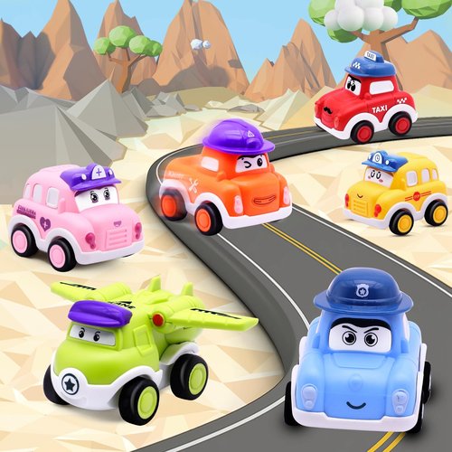AMENON 6 Pack 3.8" Jumbo Easter Eggs Filled with Pull Back Cars, Easter Eggs with Toys Inside 6 Style Pull Back Car for Kids Toddlers Boys Girls Basket Stuffers Fillers Egg Hunt Party Favors Gifts