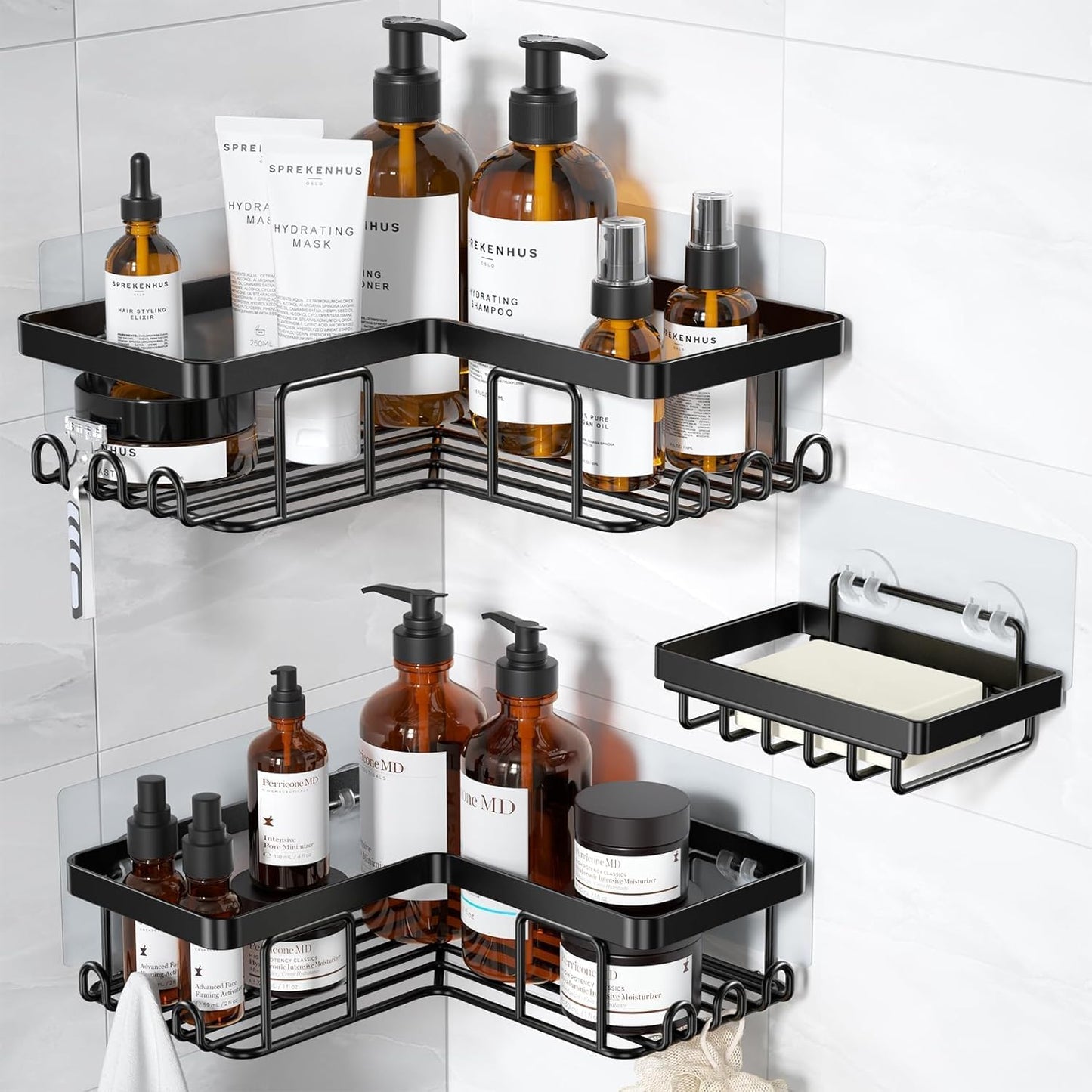 YASONIC Hanging Shower Caddy - Space-Saving Corner Organizer for Bathroom | Durable Design