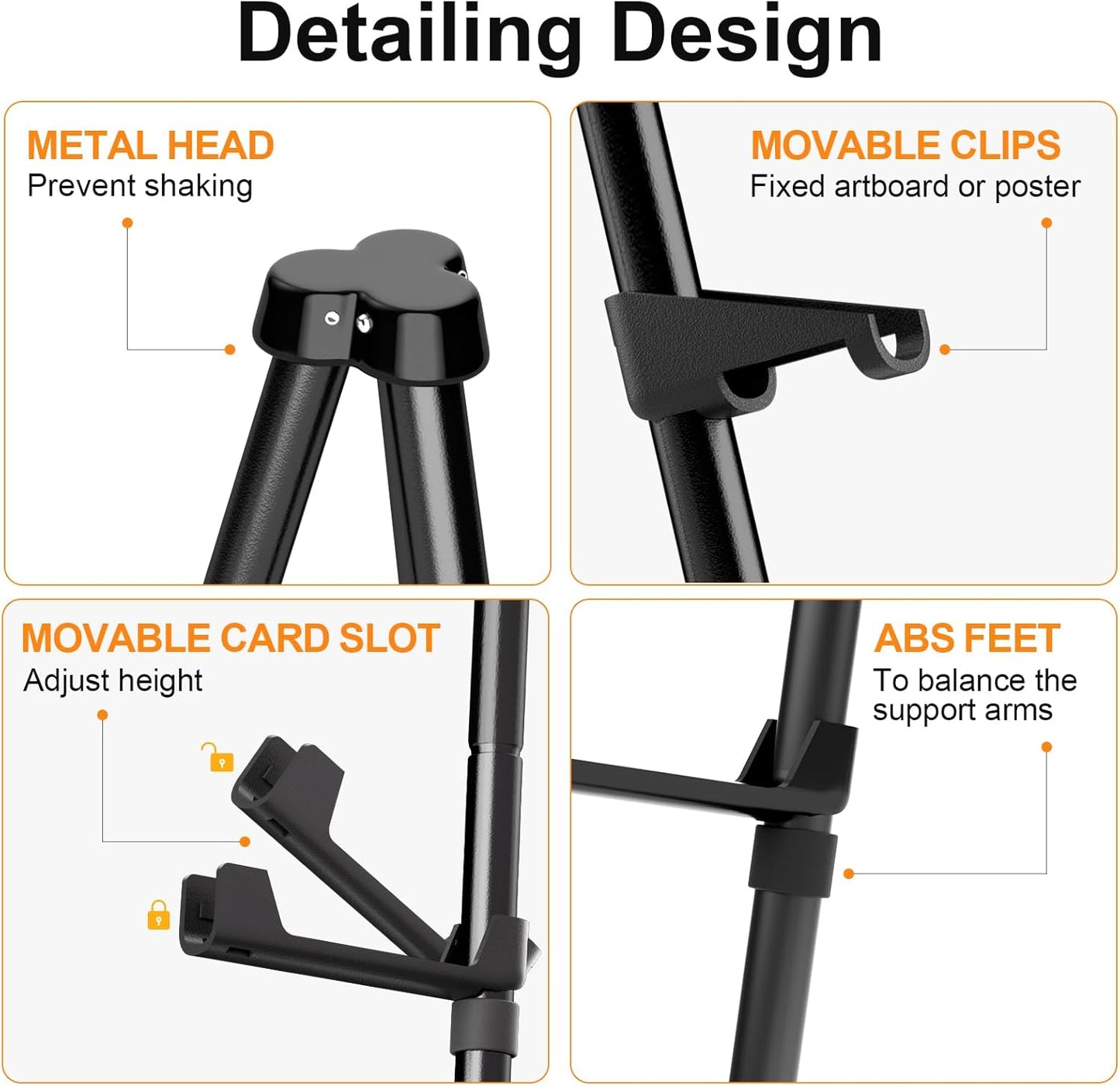 Nicpro Folding Easels - 63 Inch Metal Tripod Stand, Portable 3-Pack for Artists & Weddings - Black with Carry Bag
