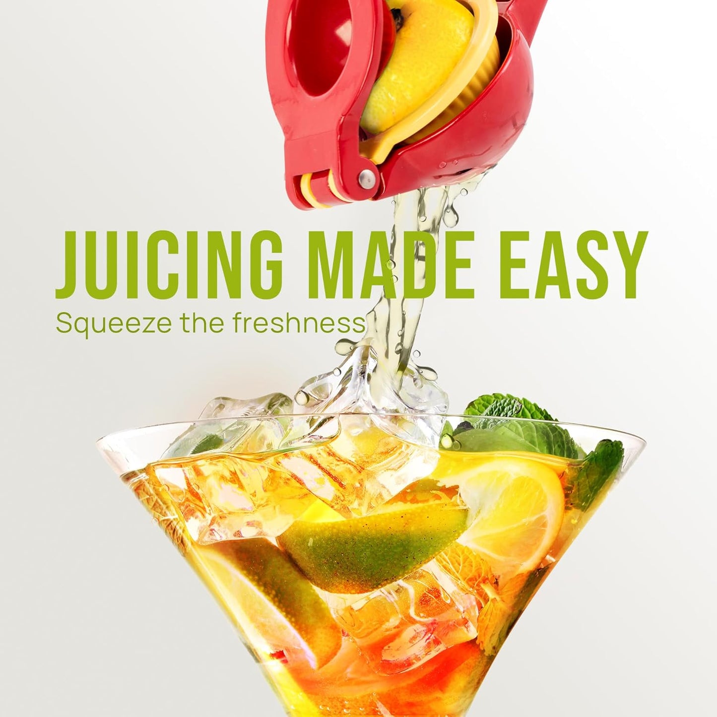 Zulay Kitchen 2-in-1 Lemon Squeezer - Sturdy Hand Juicer for Maximum Juice Extraction - Easy to Clean - Red/Yellow