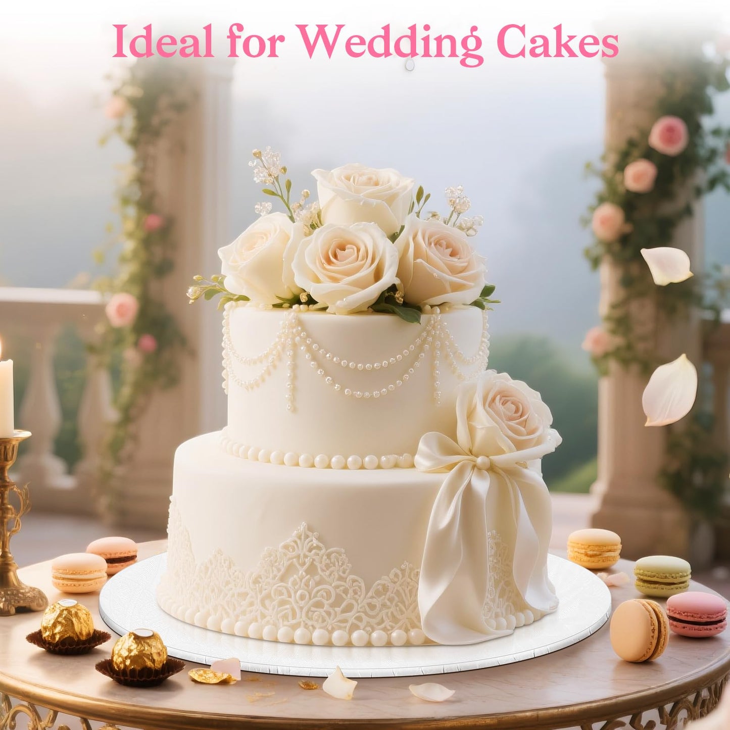 8 Inch Cake Drum, Cake Boards 8 Inch Round, 1/4" White 8in 10in 12in 14in Cake Drums Cardboard Base Board Circles for Pizza Wedding, 2 Pack