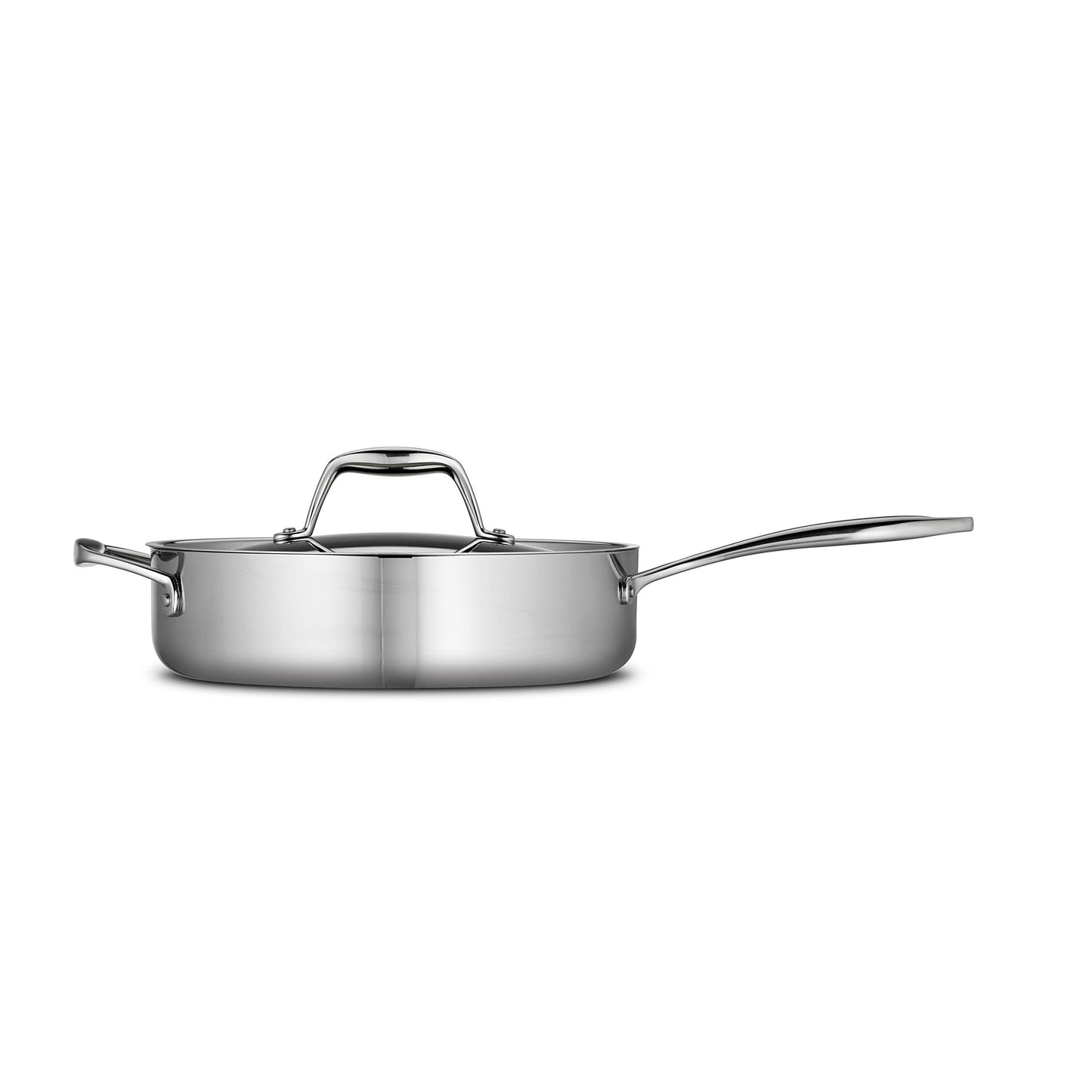 Tramontina Signature Tri-Ply Clad Stainless Steel 3-Quart Saute Pan with Lid, Induction-Ready Cooking Pan, Dishwasher-Safe, NSF-Certified, Made in Brazil