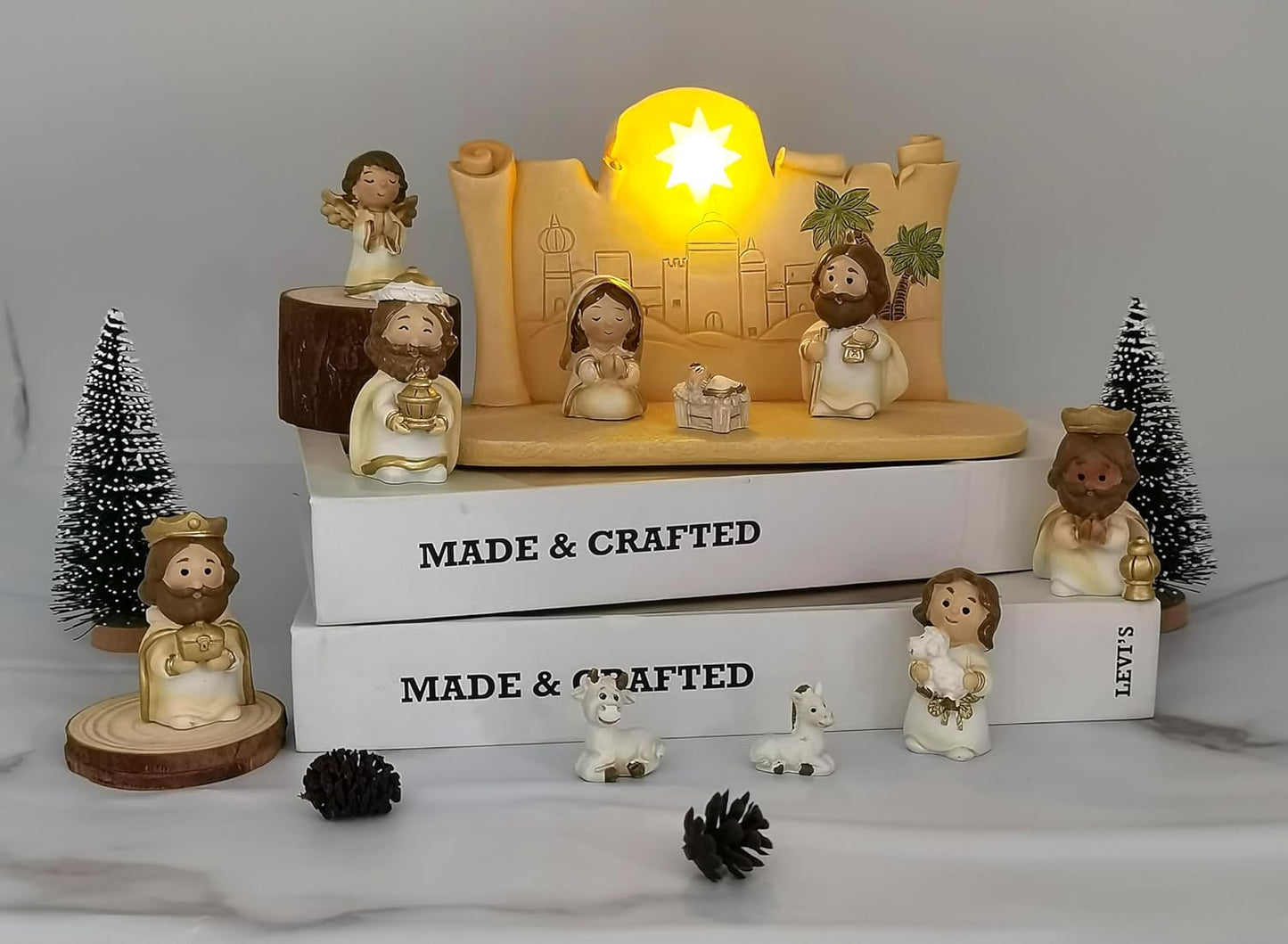 Miniature Holy Family Nativity Figurine - 2.56 Inch Tabletop Christmas Decoration