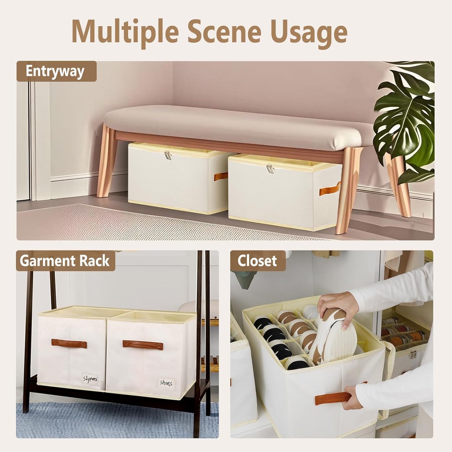 Patinao Shoe Storage Box Organizer - 3 Pack Stackable Clear Lids | 36 Cell Space Saver for Closet