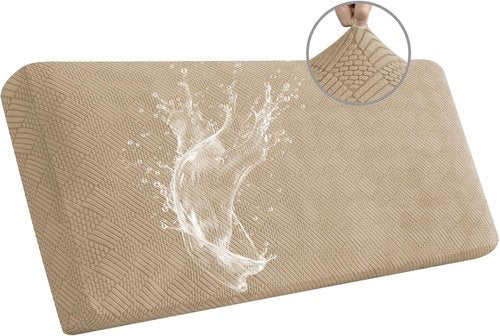 Easy-Going Waterproof Couch Cushion Covers - Durable Stretch Jacquard Sofa Seat Protector for Pets & Kids | Camel