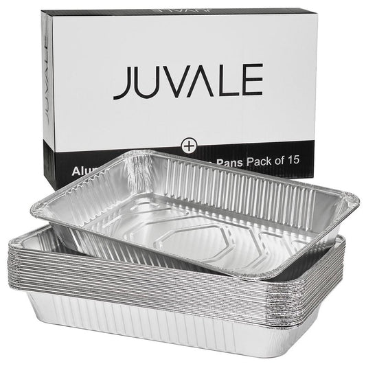 Juvale Aluminum Foil Pans 21x13 (15 Pack) Full Size Disposable Trays for Steam Table, Food, Grills, Baking, BBQ