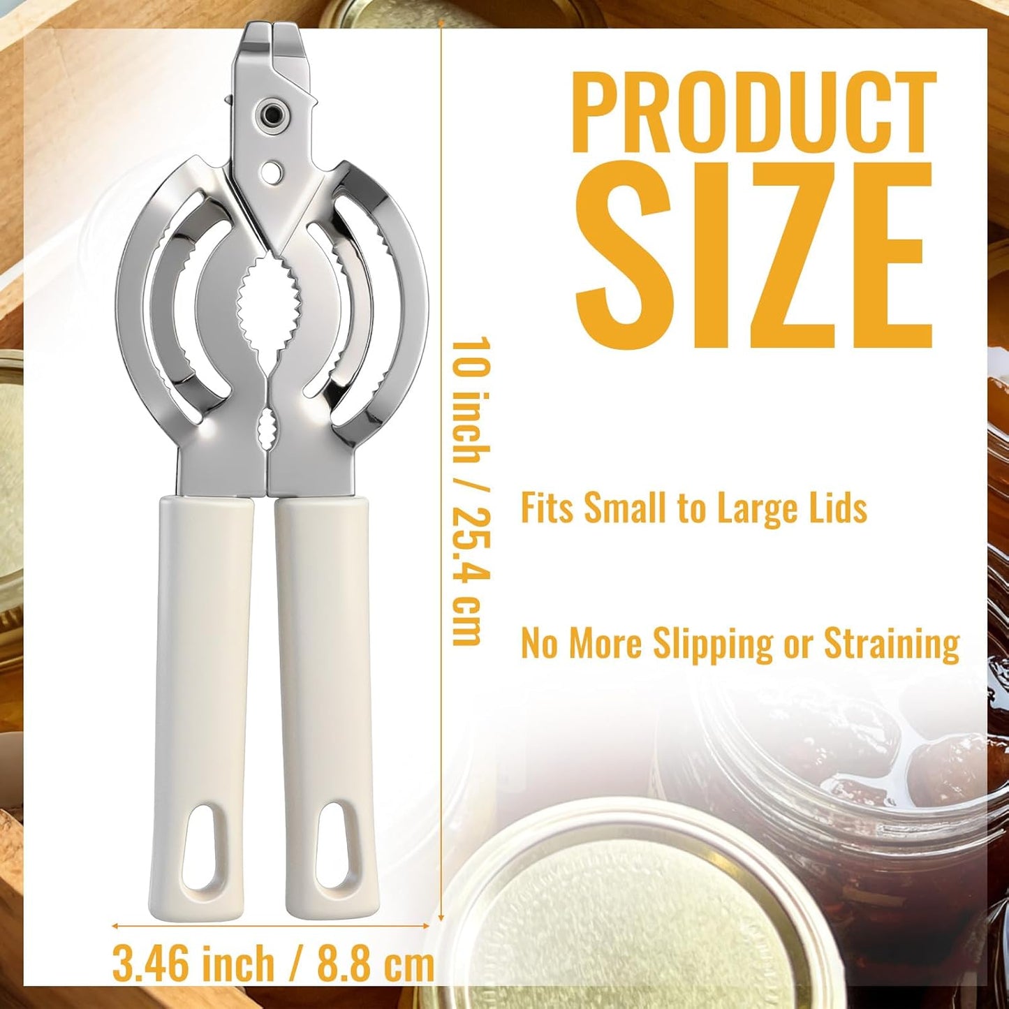 Universal Can & Jar Opener - Effortless Grip Bottle Opener for Seniors | Easy Twist Design, White