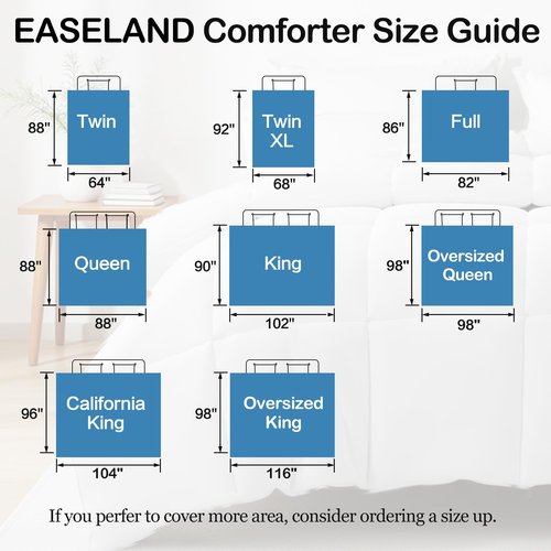 EASELAND All Season Full Size Soft Quilted Down Alternative Comforter Reversible Duvet Insert with Corner Tabs Winter Summer Warm Fluffy,White,82x86 inches