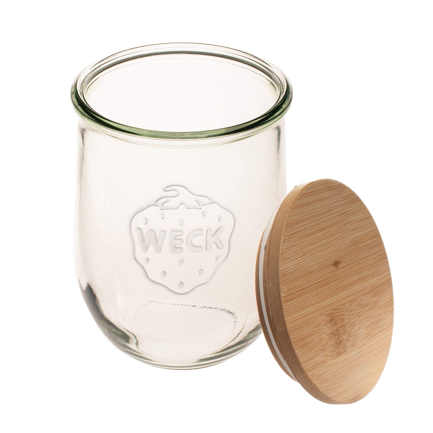 Weck Tulip Jar - 35.9 fl. oz (1 Liter) - Large Glass Container for Sourdough Starter, Canning, and Storage - Includes Glass Lid & Wooden Lid