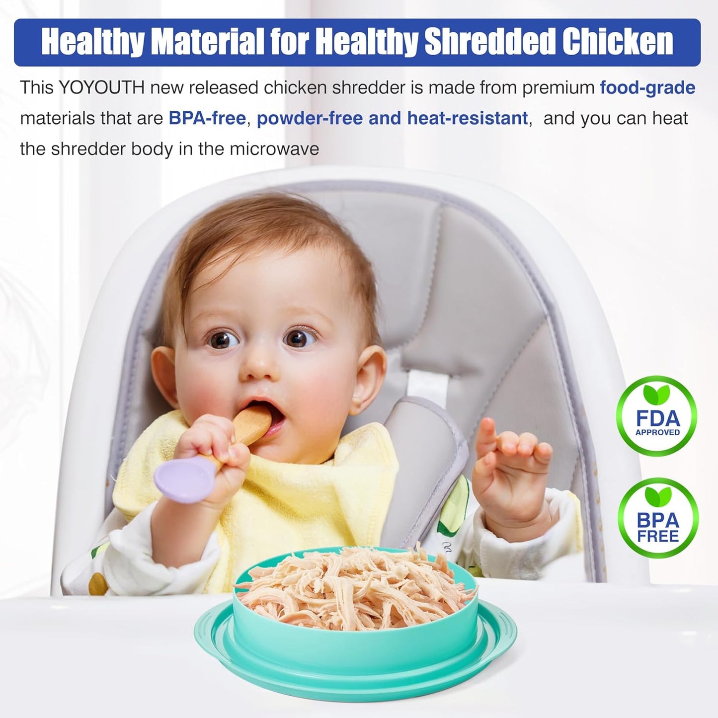 Skiennix Chicken Shredder Tool - Pro Food-Grade Meat Shredder with Ergonomic Handle | Green