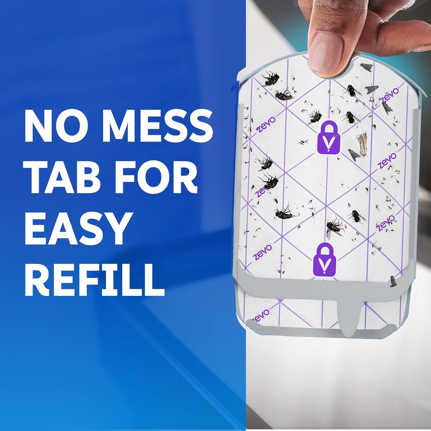 Zevo Flying Insect Trap Refill Cartridges - Trap+Lock Technology for Gnats & Flies | 6 Pack