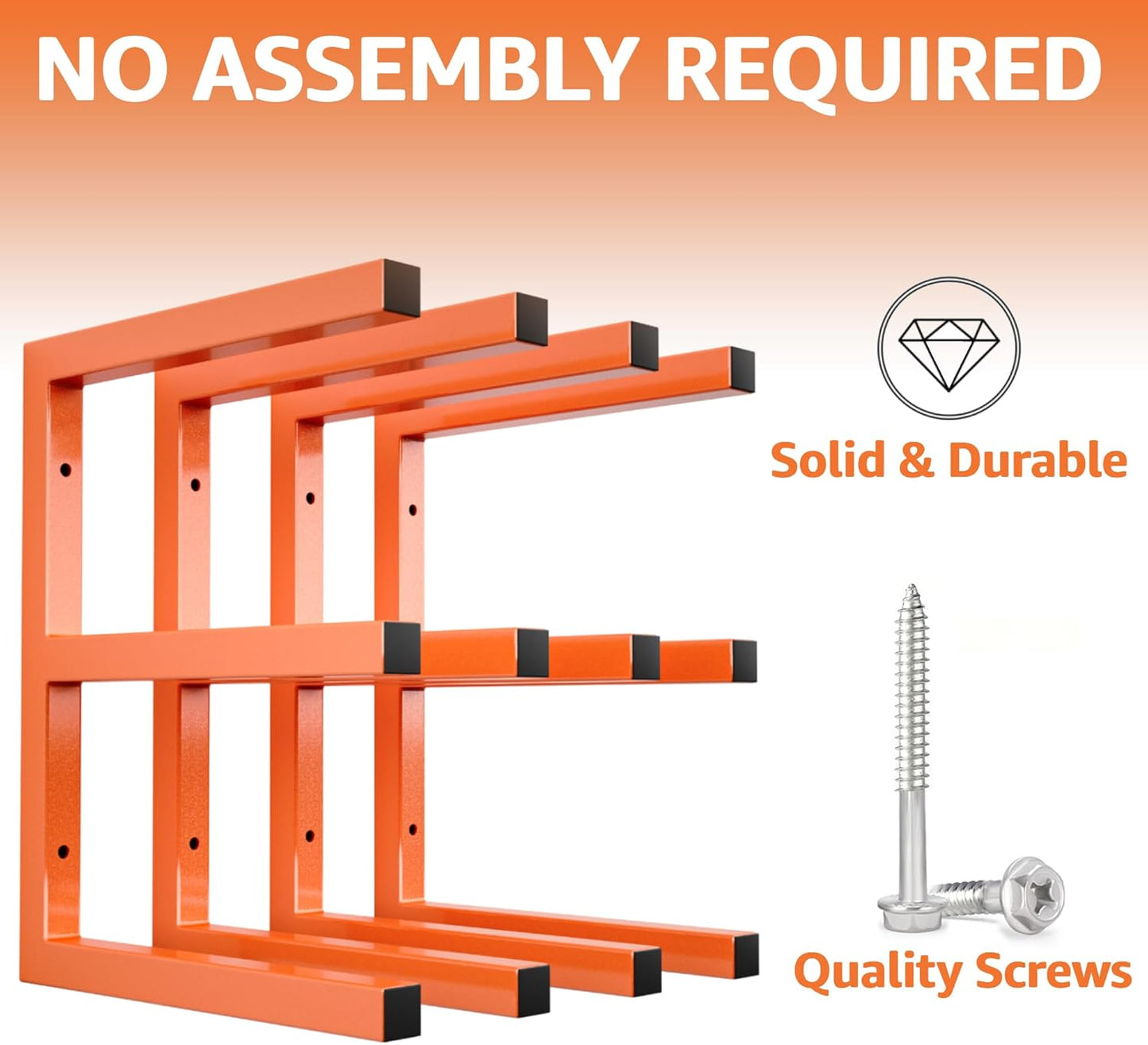 YYR Wood Organizer - Heavy Duty Metal Lumber Storage Rack | 6-Level Wall Mount Holds 1200 LBS - Orange