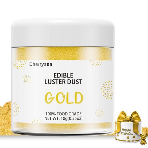 Cherrysea Gold Edible Luster Dust - Tasteless Food Grade Cake Dusting Powder | 10 Grams for Baking