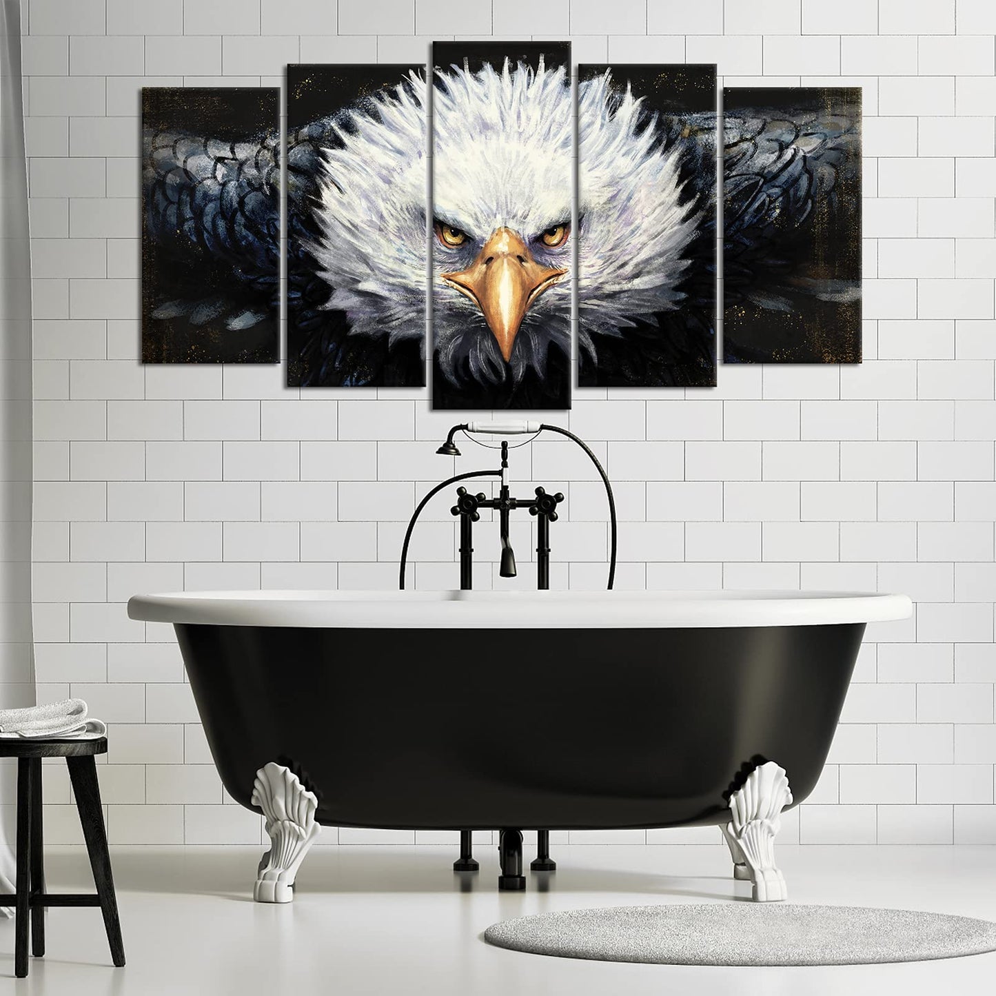 DuoBaorom Black and White Wall Art Bald Eagle Bird Picture 5 Pieces Painting