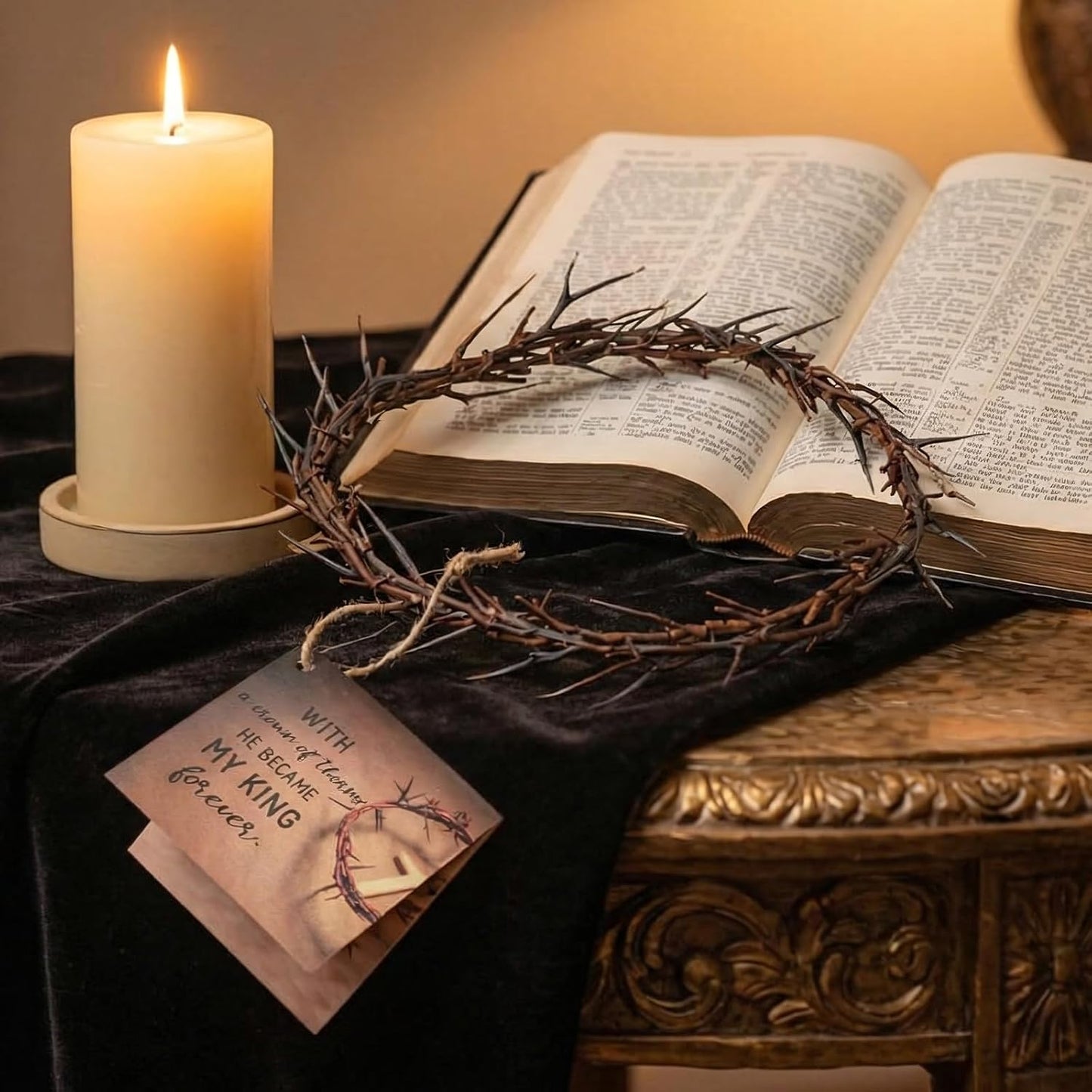 Yinder Crown of Thorns Set - Authentic Lifesize 8" Jesus Thorn Crown for Church Decor | Perfect Religious Gift