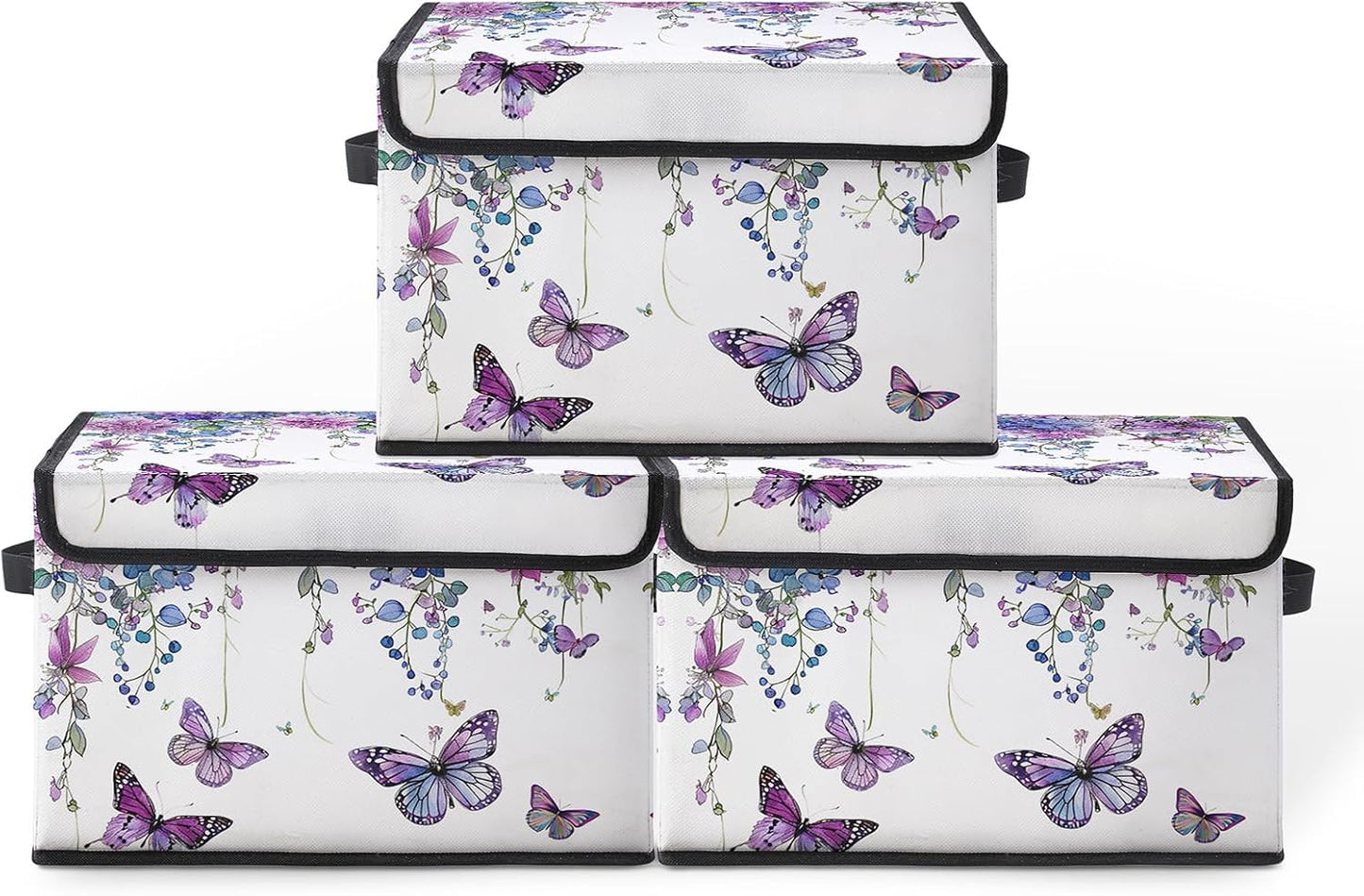 Skiennix Stackable Clothes Storage Bins - Lidded Organizers for Home & Office | 3-Pack Under Bed Containers