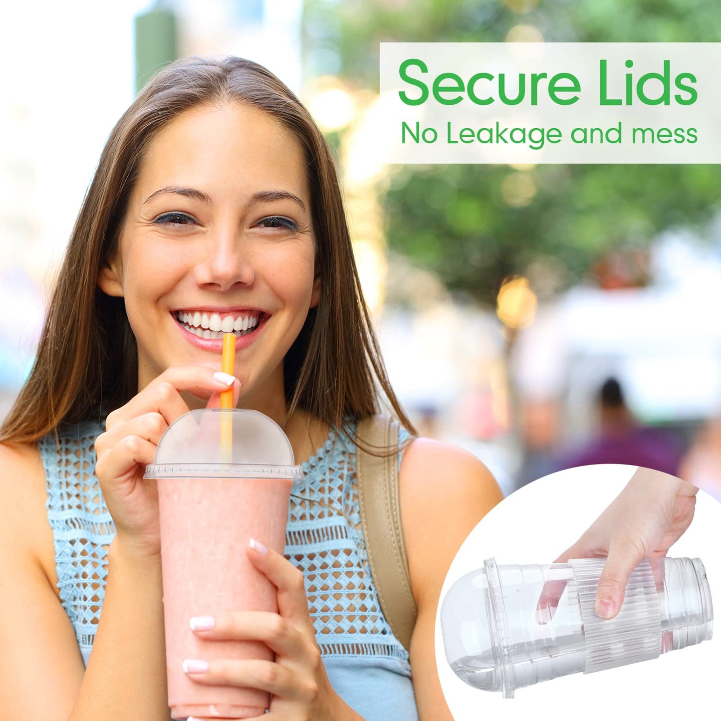 200 Pcs Plastic Dome Lids Bulk, Clear Disposable PET Cup Lids with Straw Slot, Fit 12 oz, 16 oz, 20 oz, 24 oz Round Plastic Cups for Summer Coffee, Ice Cream, Milkshake, Slush, Shop Party Supplies